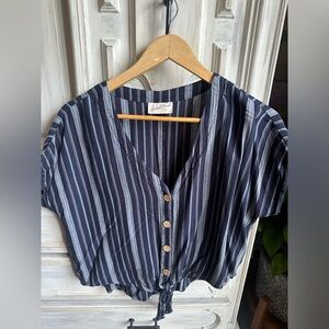 Blue striped Crop tie top